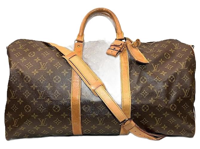 Louis Vuitton Keepall Bandouliere Monogram Boston Bag Brown Cloth  ref.2265875