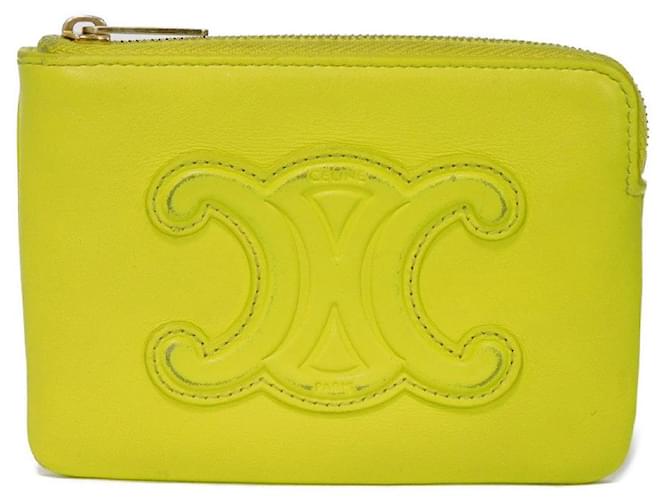 Céline Celine Coin & Card Pouch Yellow Leather  ref.2265921