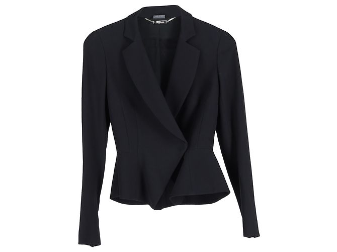 Alexander McQueen Peplum Blazer in Black Polyester