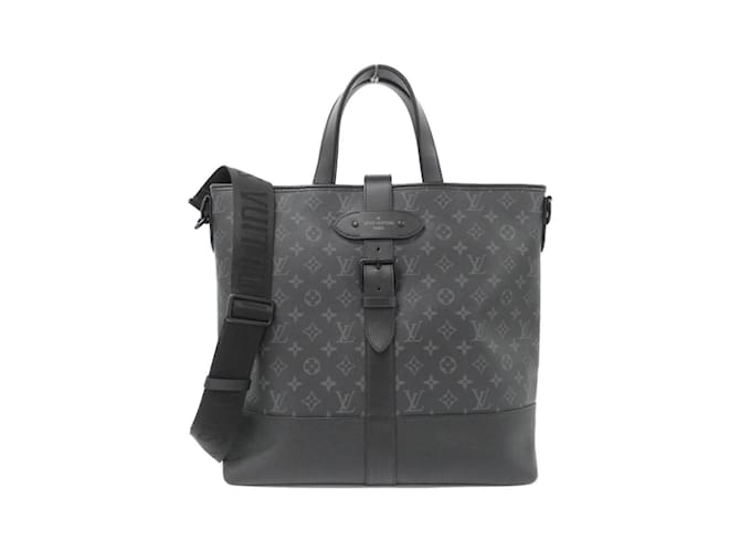 Louis Vuitton Monogram Eclipse Saumur Tote Handbag Black Cloth  ref.2266588