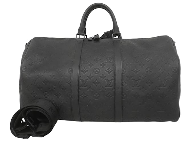 Louis Vuitton Boston Bag Monogram Shadow Keepall Bandouliere 50 M44810 Noir Black  ref.2266974