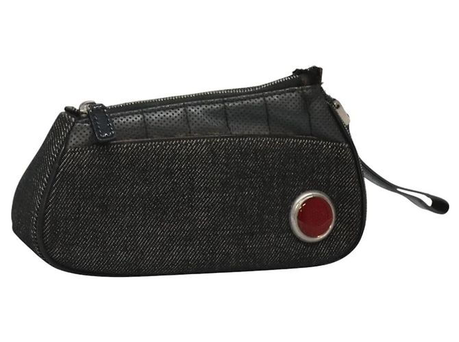 Christian Dior Accessory Pouch Canvas Black Silver Auth 124775 Silvery
