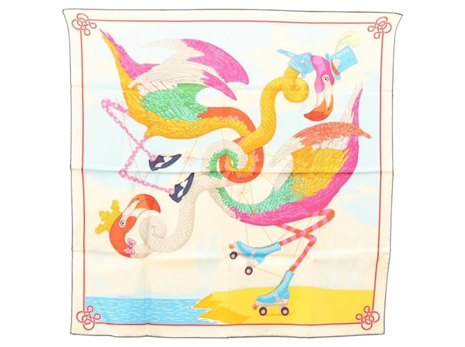 Hermès Foulard HERMES Carré 70 ""LIÉ EN NOEUDS"" Soie Ivoire Auth 123854 Écru  ref.2267788