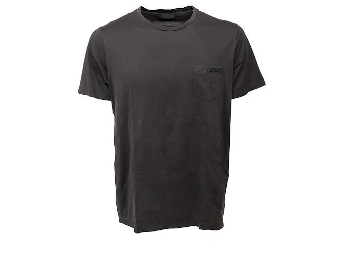 Prada Baumwoll-T-Shirt Anthrazit Grau