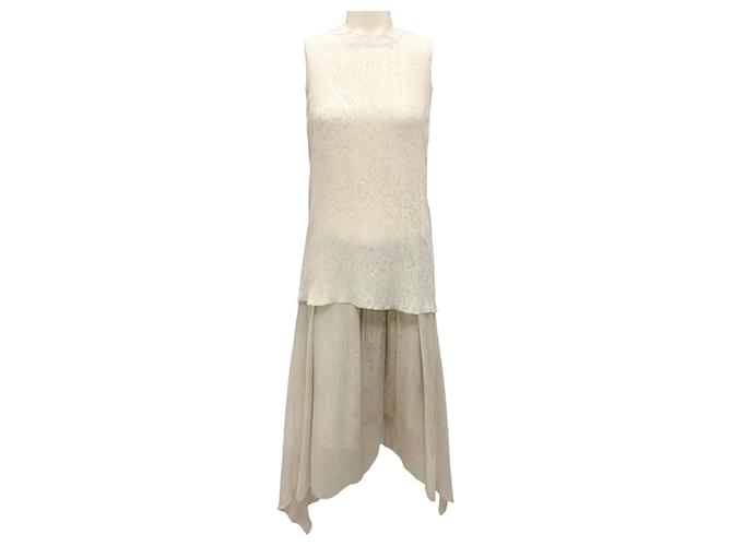 Autre Marque Raquel Allegra Light Grey Handmade Silk Top and Skirt Two-Piece Set  ref.2267946