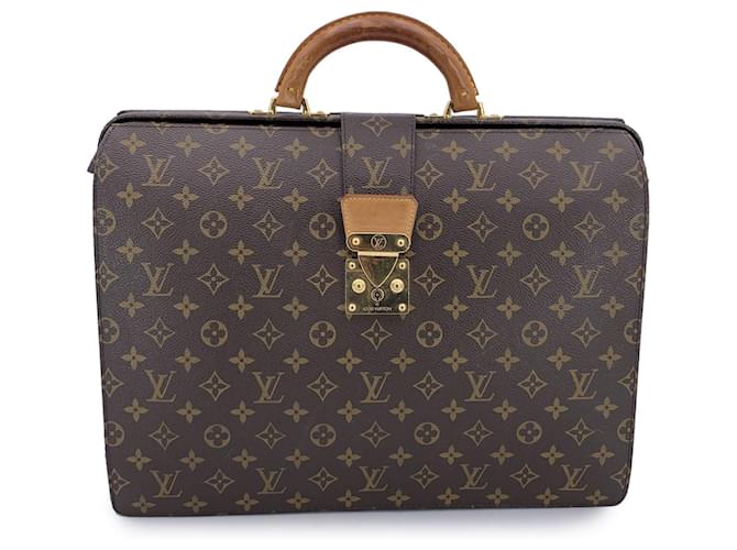 Louis Vuitton Vintage Monogram Canvas Serviette Fermoir Briefcase Brown Cloth  ref.2268017