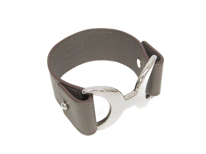 Hermès Bracciale Pavane Hermes in grigio Etoupe e argento Taupe