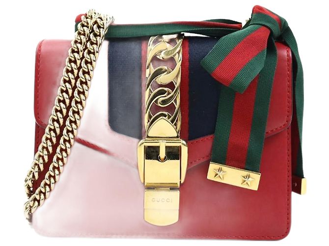 Borsa a Spalla in Pelle Gucci Sylvie Rosso