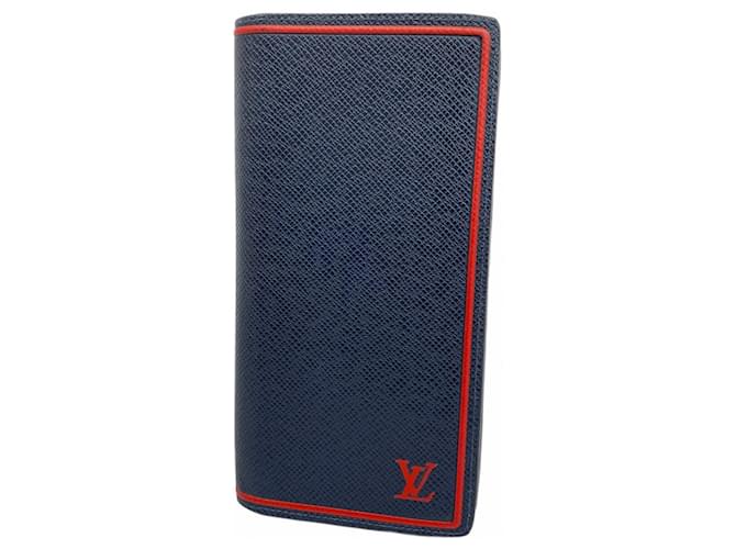 Louis Vuitton Long Wallet Taiga Portefeuille Brazza Navy blue  ref.2268823