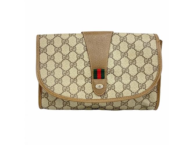 Gucci Clutch Bag GG Supreme Sherry Line Brown Plastic  ref.2268854
