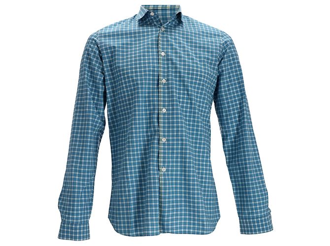 Camicia a quadri Prada in cotone blu