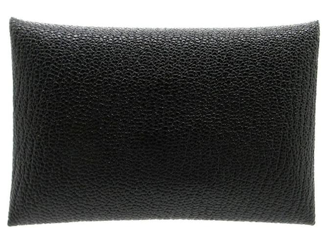 Hermès Hermes Calvi Card Case in Black Chevre Leather Diamond  ref.2269124