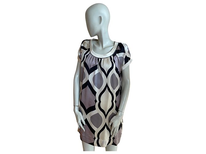 Sandro silk dress with geometric pattern Grey