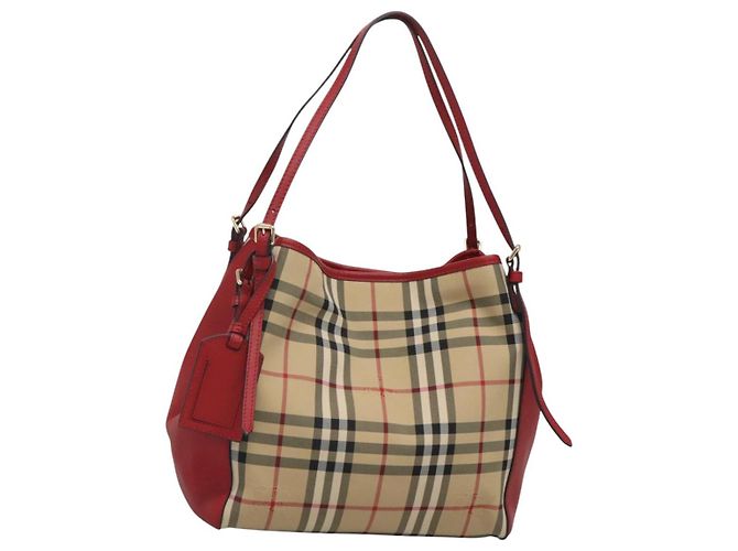Borsa a spalla Burberry Nova Check in nylon beige oro Auth 125324 D'oro