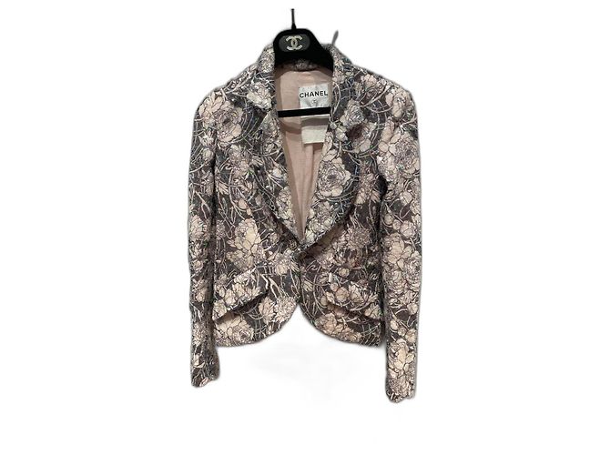 Chanel Sequin Jacket Pink and Grey Silk