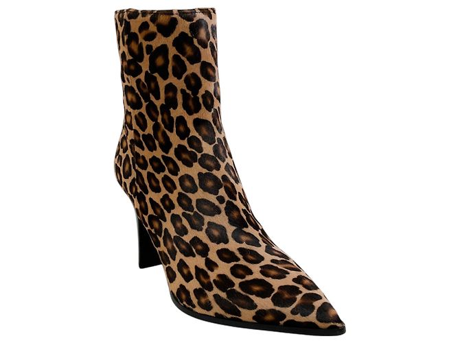 Botas de tornozelo Tamara Mellon em couro de pônei de leopardo Marrom