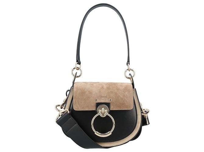 Chloé Borsa a Spalla Tess Nero Pelle Vitello simile a un vitello