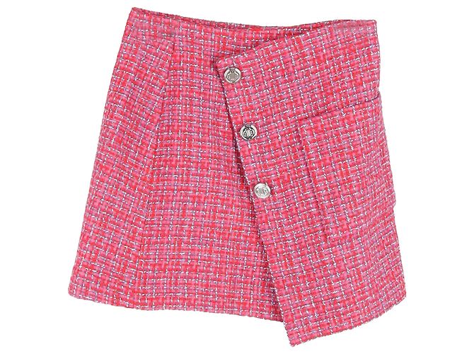 Gonna mini asimmetrica in tweed Maje Jolia in poliamide rosa