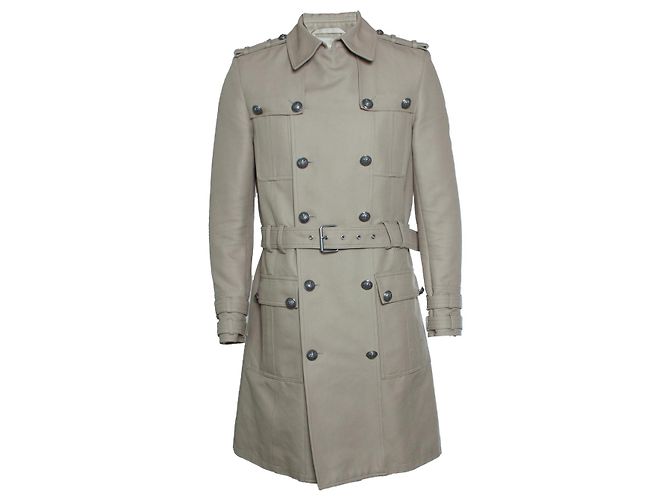 Balmain, Trench coat militar de algodón beige