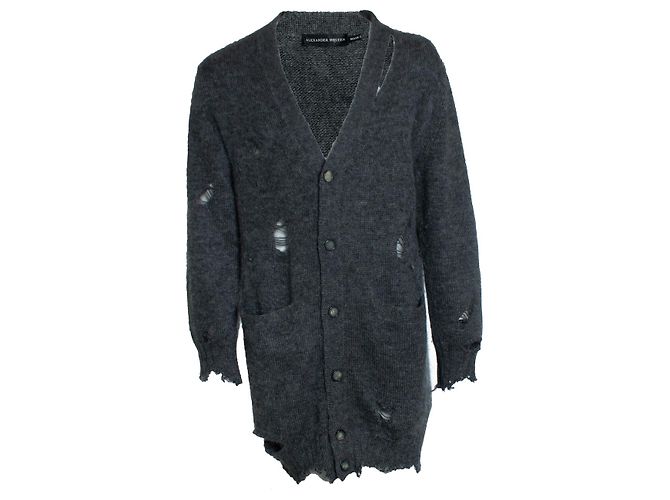 Grau beschädigter Cardigan Alexander McQueen