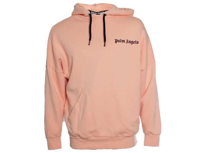 Palm Angels, Moletom com capuz de fleece com logo oversized em relevo Rosa