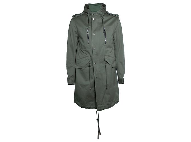Balmain, grüne Baumwollparka mit Kapuze