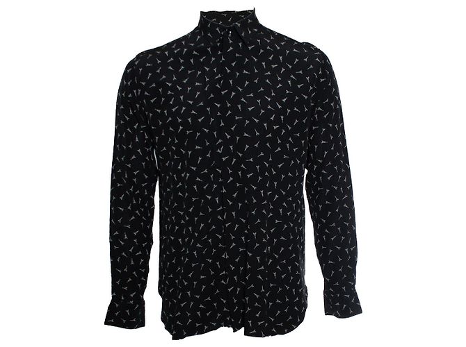 Saint Laurent, camisa negra con estampado de la torre Eiffel Negro