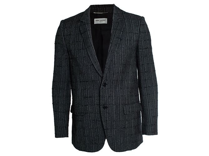 Schwarz-weißer Tweed-Blazer von Saint Laurent, 2019