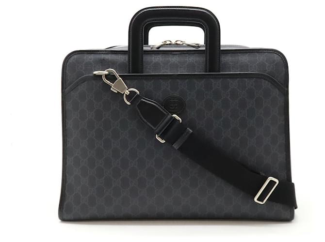 Gucci GG Supreme Interlocking G 2way Briefcase 700531 Grey Leather  ref.2270799