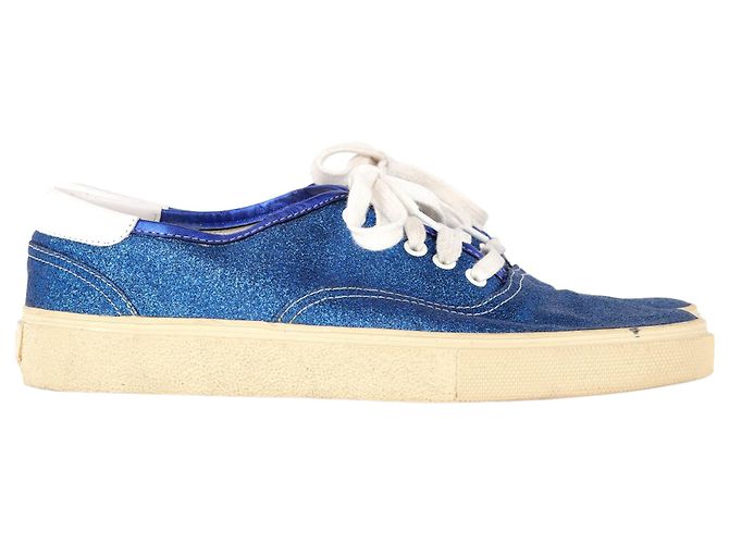 Tênis baixos Saint Laurent em glitter azul