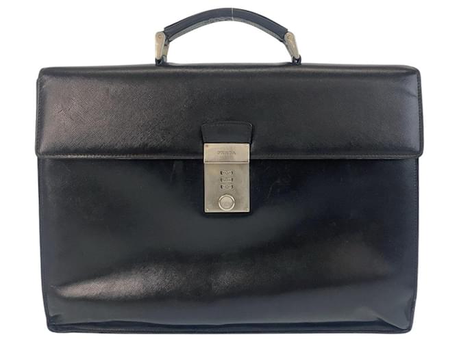 Prada Saffiano Leather Briefcase 500293 Black  ref.2270868
