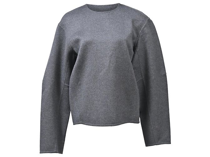 Edge Céline Celine Oversized Pullover mit Rundhalsausschnitt aus grauer Wolle