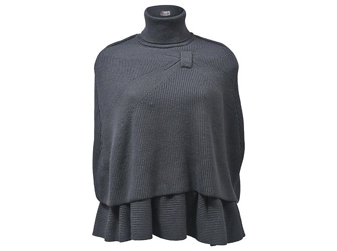 RED Valentino Rollkragen-Cape-Pullover aus schwarzer Viskose