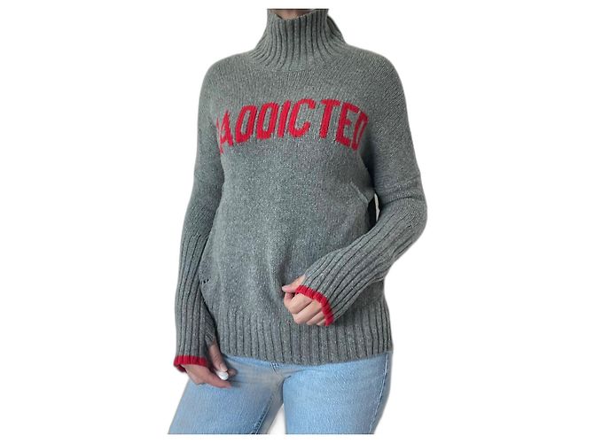 Zadig & Voltaire Merinowolle Strickpullover Grau 