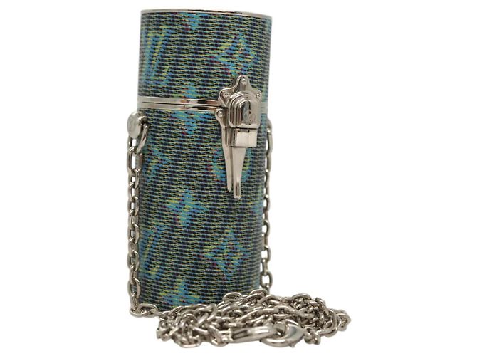 LOUIS VUITTON Monograma LV Pop Chain Estuche de Pintalabios Azul MP2536 LV Auth 125431