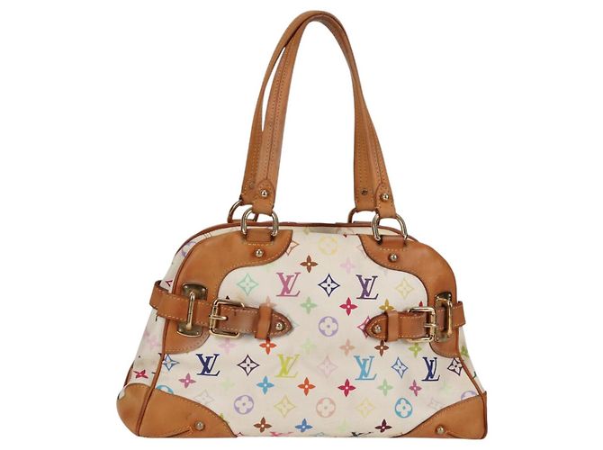 LOUIS VUITTON Bolsa de Mão Claudia Monograma Multicolorido Branca M40193 LV Auth 125340V Branco