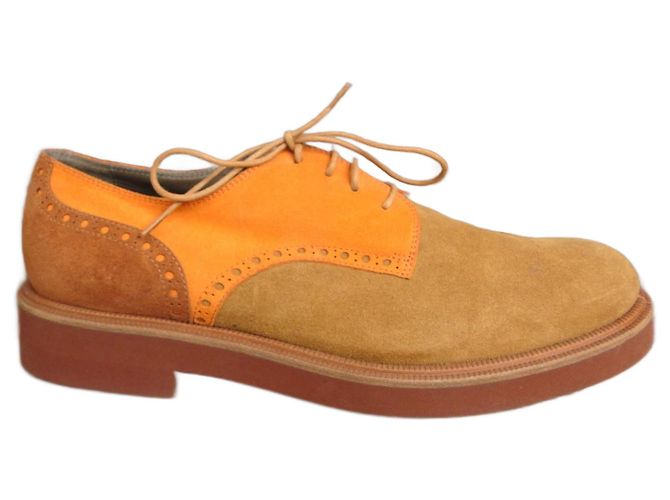 Derbies Sartore Orange et Moutarde en Daim