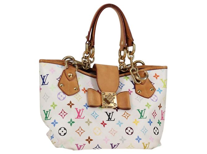 LOUIS VUITTON Monogramm Multicolor Annie MM Tote Bag Weiß M40307 LV Auth BD2040