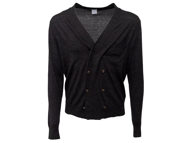 Autre Marque FG Roma Cardigan aus Wolle Dunkelgrau