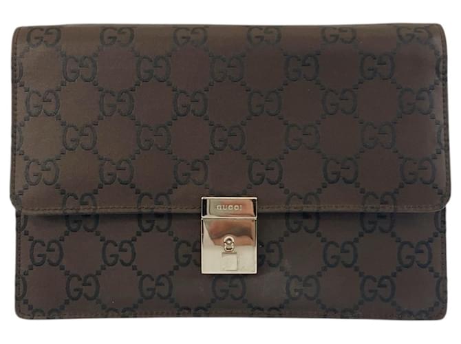 Gucci GG Pattern Brown Nylon Clutch Bag  ref.2273255