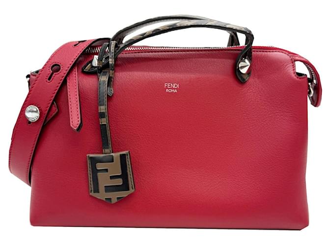 Fendi By the Way Medium Shoulder Bag Red Leather  ref.2273528
