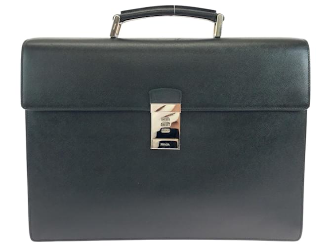 Prada Saffiano Black Leather Handbag  ref.2273629