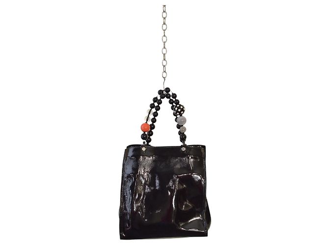 Autre Marque Bolso de mano Roberta Gandolfi de charol negro con cuentas