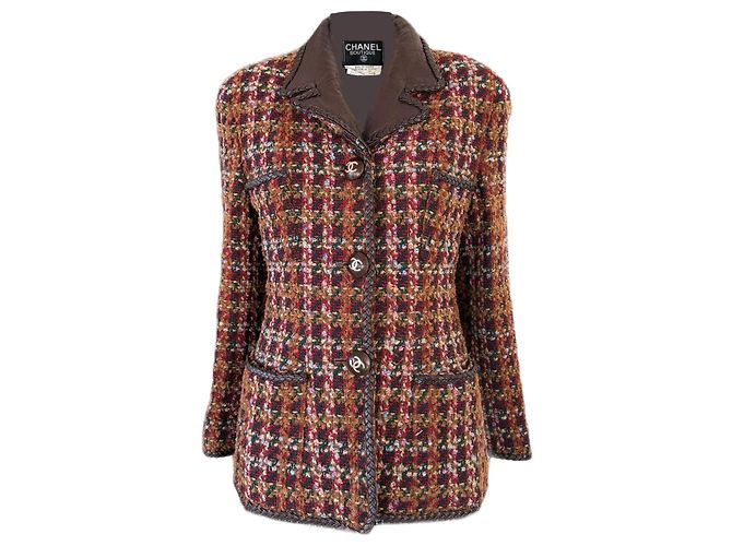 Chanel Rarefied 1993 Supermodel Style Brown Tweed Jacket Multiple colors