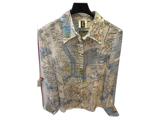 Camicia D&G in seta stampa New York Metropolitan Multicolore