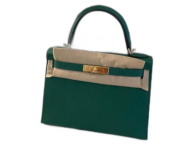 Hermès Kelly Sellier 28 Epsom Vert Vertigo Or