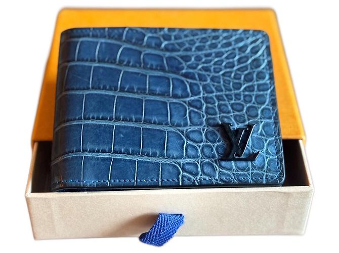Louis Vuitton Portefeuille Multiple Alligator Wallet (Blue) Dark blue