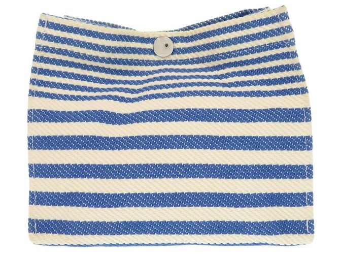 Hermès Bolsa de algodón a rayas Hermes Azul Crudo