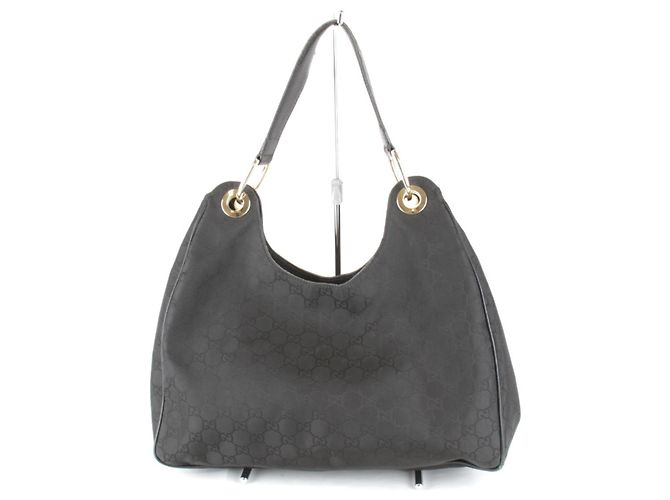 Borsa a spalla in nylon nero Gucci