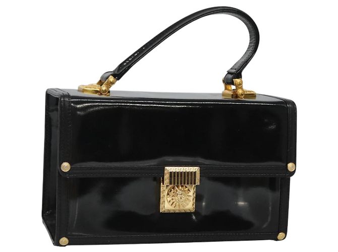 Sac Vanity VERSACE Émail Noir Or Auth bs26705 Doré